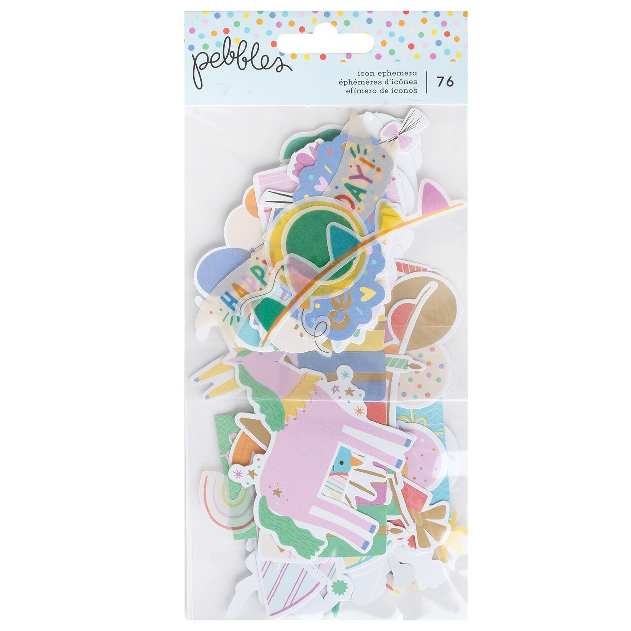Pebbles All The Cake Ephemera Cardstock Die-Cuts 76/Pkg-Journaling W/Gold Foil